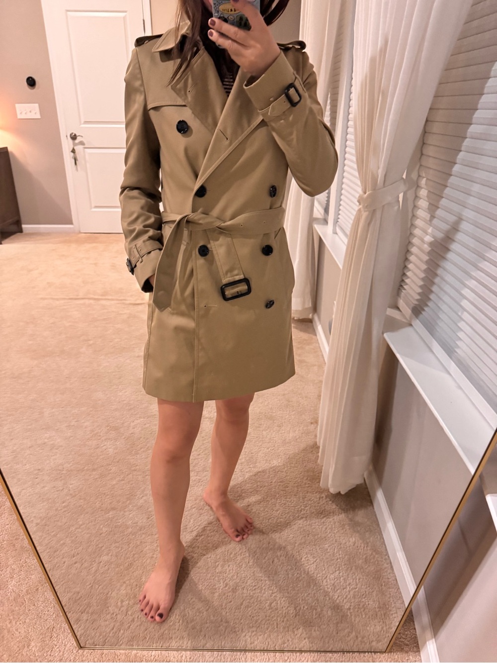 Burberry Classic Women's Tan Trench Coat with Belt keen length